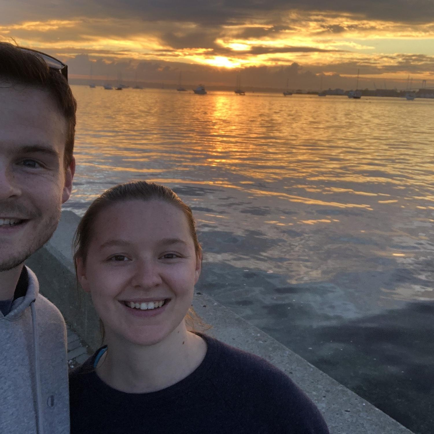 One of the countless times Matt has dragged Delaney down the street to see the sunset.
