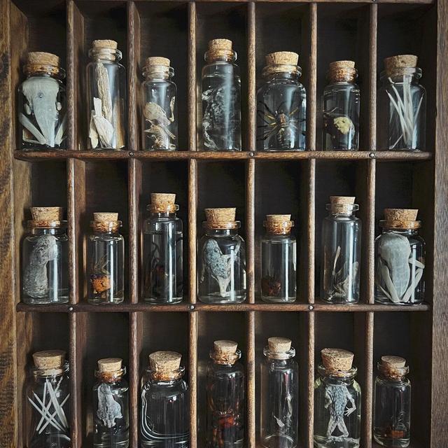 Mini Curiosity Jars - Assorted Mystery Apothecary Bottles - Witch Cabinet Curio Preserved Specimens