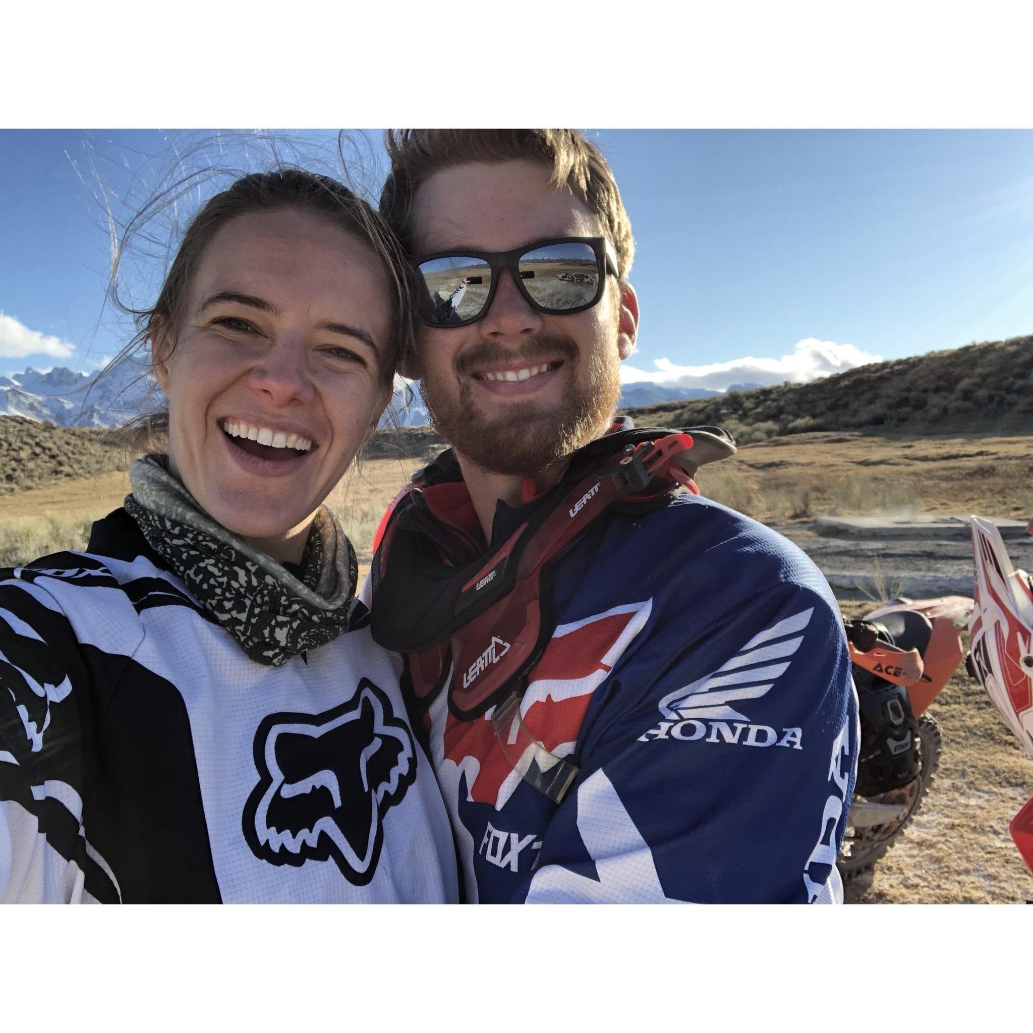 One of our adventures: This time motorcycle riding to the hot springs in Mammoth Lakes, CA.