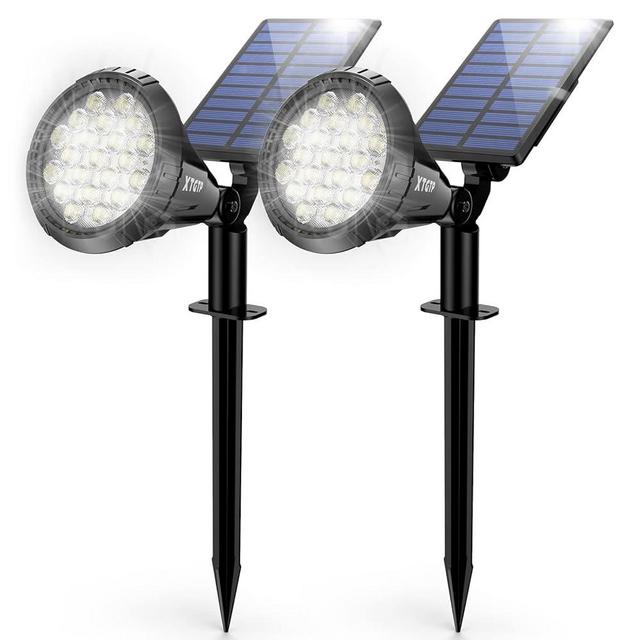 XTGTP Solar Spot Lights Outdoor, 21 LEDs Solar Outdoor Lights Auto On/Off with 3 Modes, IP67 Waterproof Solar Yard Spotlight Landscape Lighting Garden Wall Lights, 2-in-1 Solar Powered Lights, 2Pack