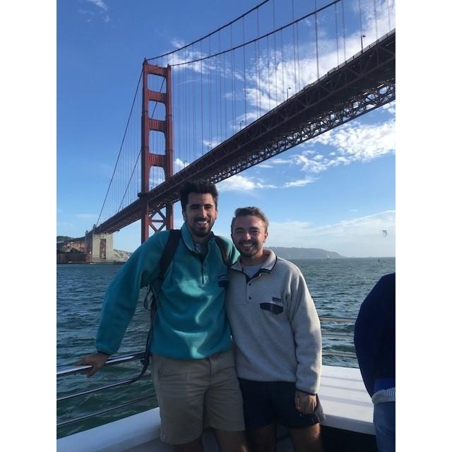 Whale watching under the Golden Gate bridge.