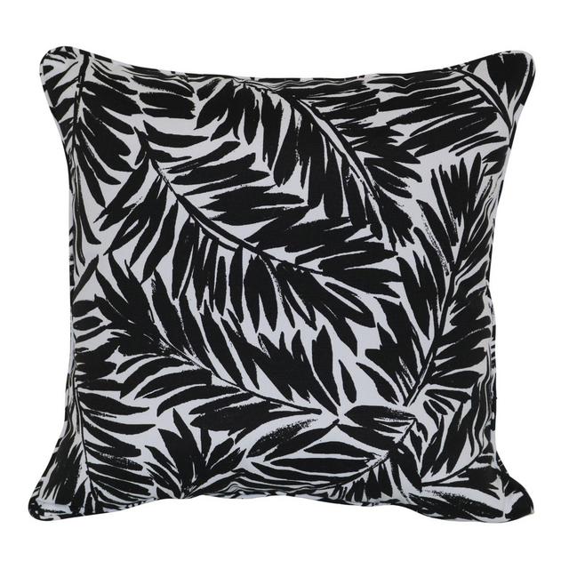 W Home™ Palm Print Square Indoor/Outdoor Throw Pillow in Black/White