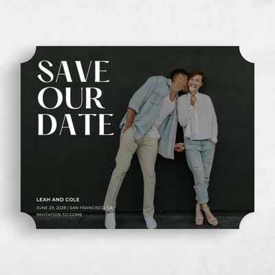 White Ticket Wedding Save the Date - Brevard Landscape