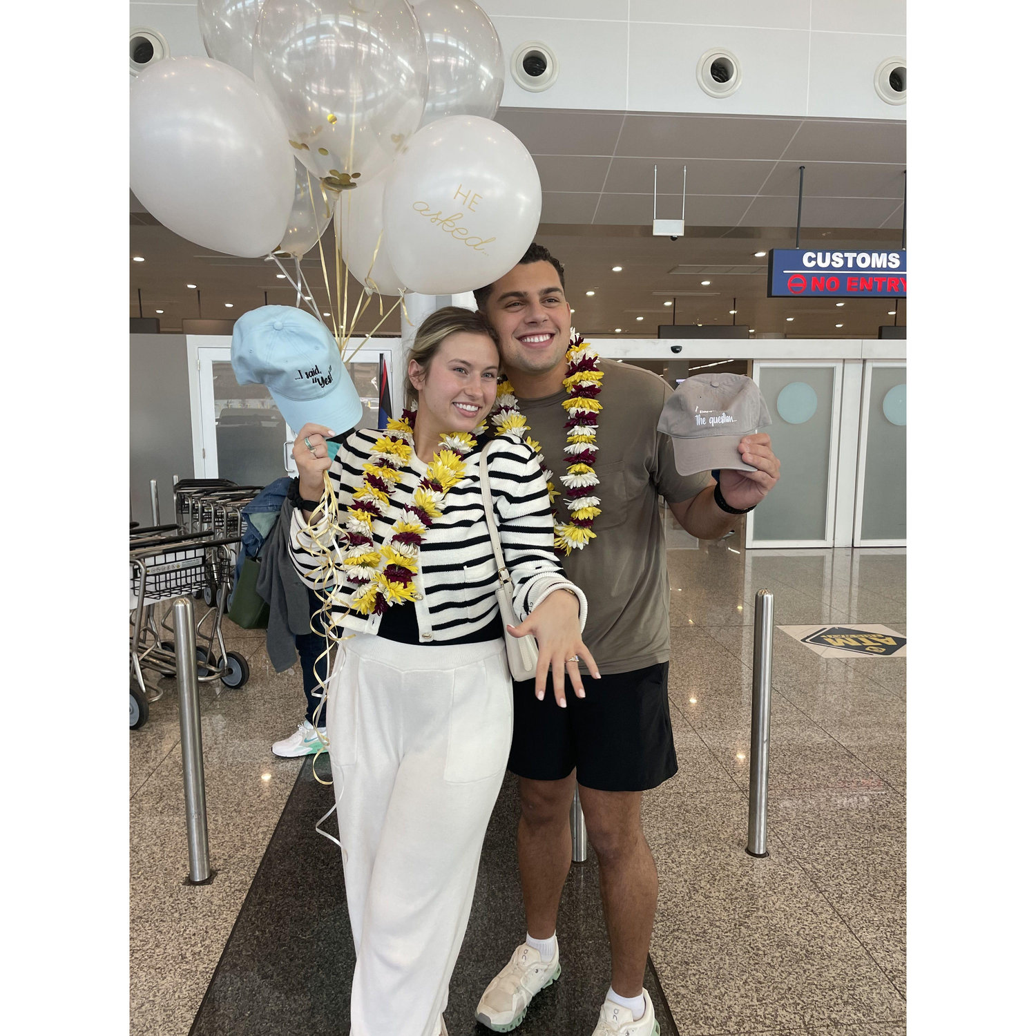 The day after he proposed, Gio  arranged a suprise trip to meet BOTH of our families in Antigua!