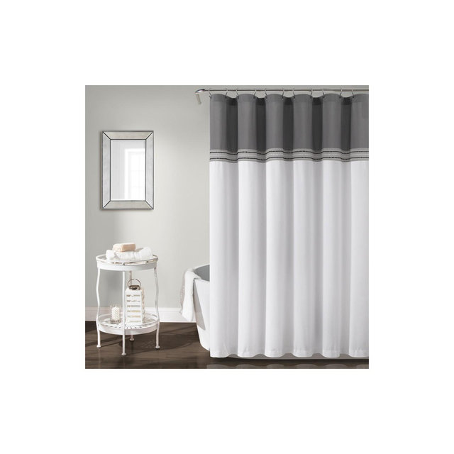 Lush Décor Terra Embroidery Shower Curtain Gray/White Single 72X72