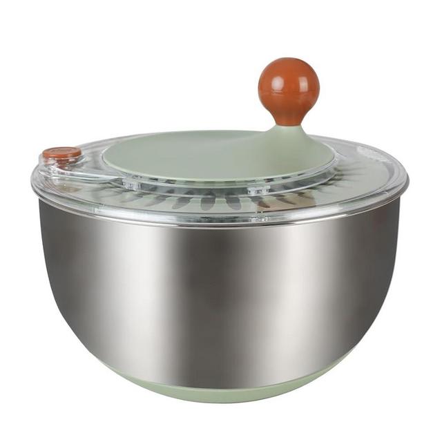 Premium 304 Stainless Steel Salad Spinner, Large 5.3 Qt Capacity, Easy to Use Lettuce Spinner, Fruit and Vegetable Washer and Dryer Spinner