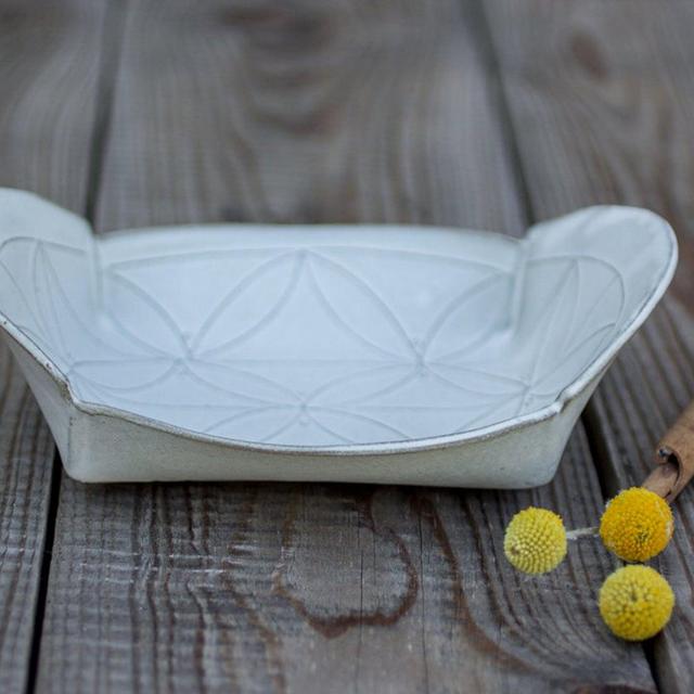 White Ceramic Tray, White Stoneware Tray,...