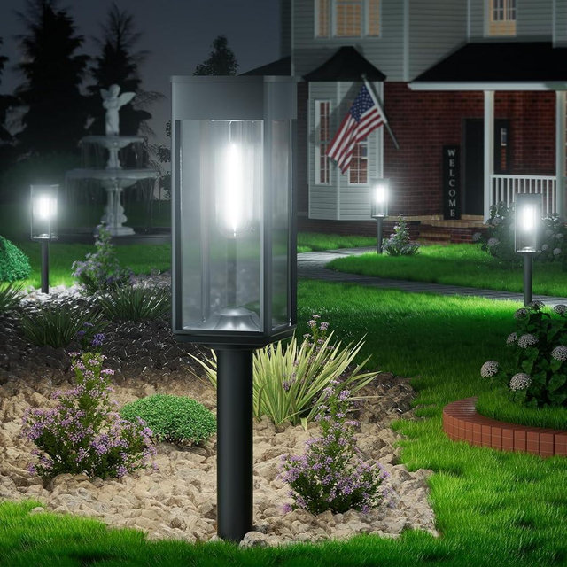 BITPOTT Bright Solar Pathway Lights Outdoor Waterproof IP65, 8 Pack Auto On/Off Solar Outdoor Lights for Path, Yard, Landscape, Lawn, Patio, Walkway, Driveway, Garden Decor Lighting Solar Powered