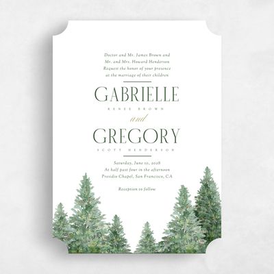 White Ticket Wedding Invitation - Balsam Portrait