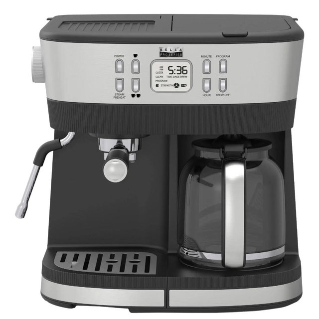 bella PRO - Combo 19-Bar Espresso and 10-Cup Drip Coffee Maker - Stainless Steel