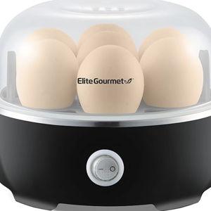 Elite Gourmet EGC115B Easy Egg Cooker Electric 7-Egg Capacity, Soft, Medium, Hard-Boiled Egg Cooker with Auto Shut-Off, Measuring Cup Included, BPA Free, Classic Black