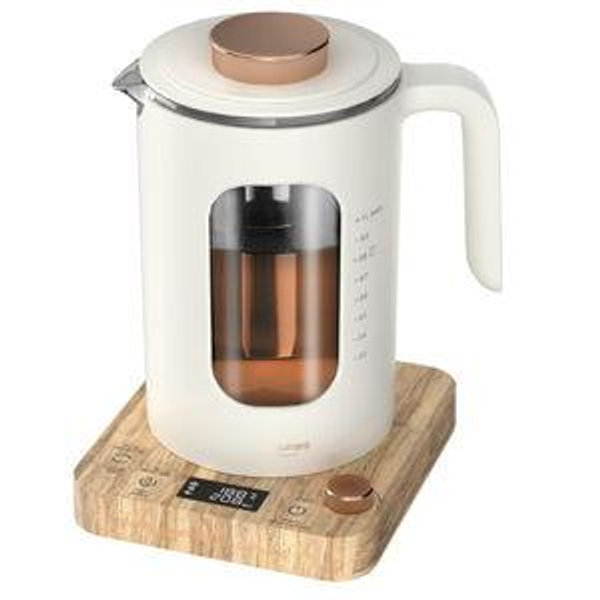 Electric Tea Kettle, Electric Kettle with Tea Infuser, ±1℉ Knob Temperature Control, BPA-Free Glass, 1200W Fast Heating, Easy to Clean, 1 Liter (Cream White)