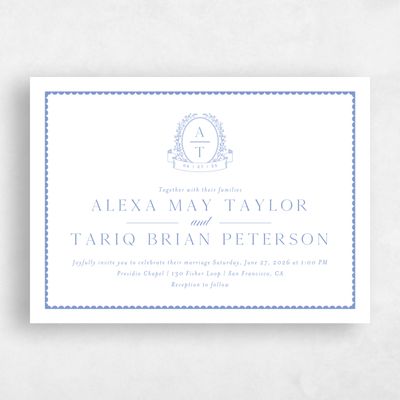 Dark Pastel Blue Wedding Invitation - Hetherton Landscape
