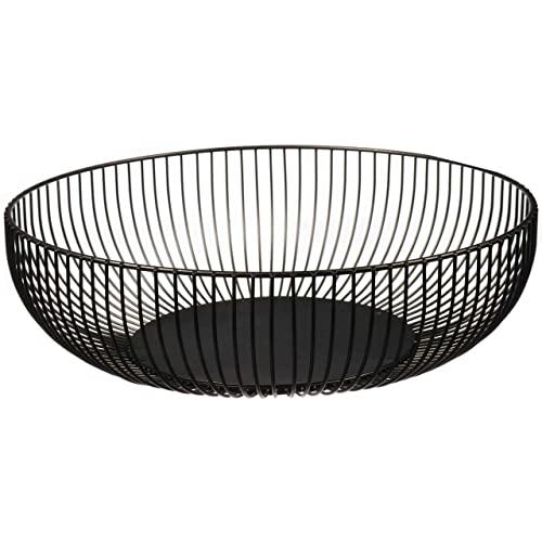 Metal Wire Fruit Basket,Large Round Storage Baskets for Bread,Metal Wire Bread Fruit Bowl Vegetable Stand Holder for Snacks,Modern Fruit Bowl Decorate Kitchen Counter,Black By Cq acrylic