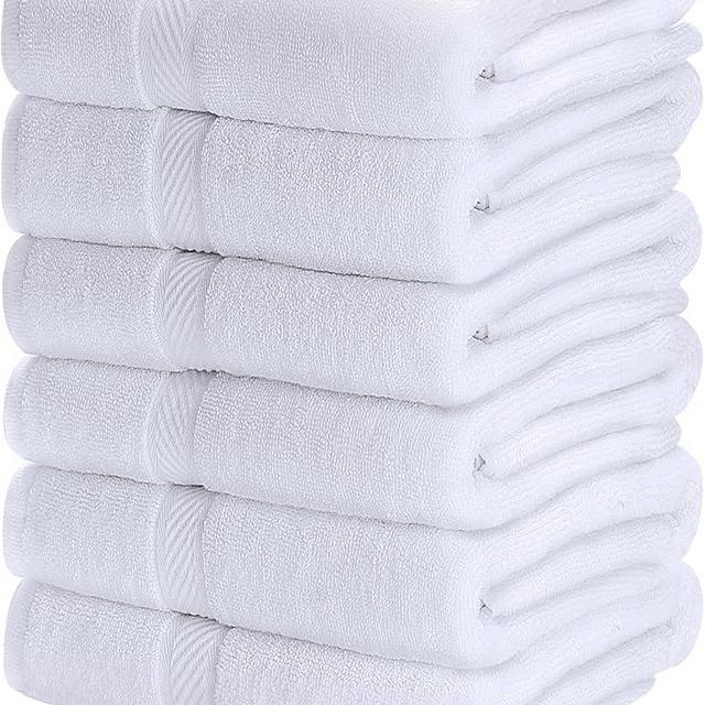 Utopia Towels 6 Pack Bath Towel Set (27 x 54 Inches), 500 GSM 100% Ring Spun Cotton Medium Lightweight and Highly Absorbent Quick Drying, Premium Towels for Hotel, Spa and Bathroom (White)