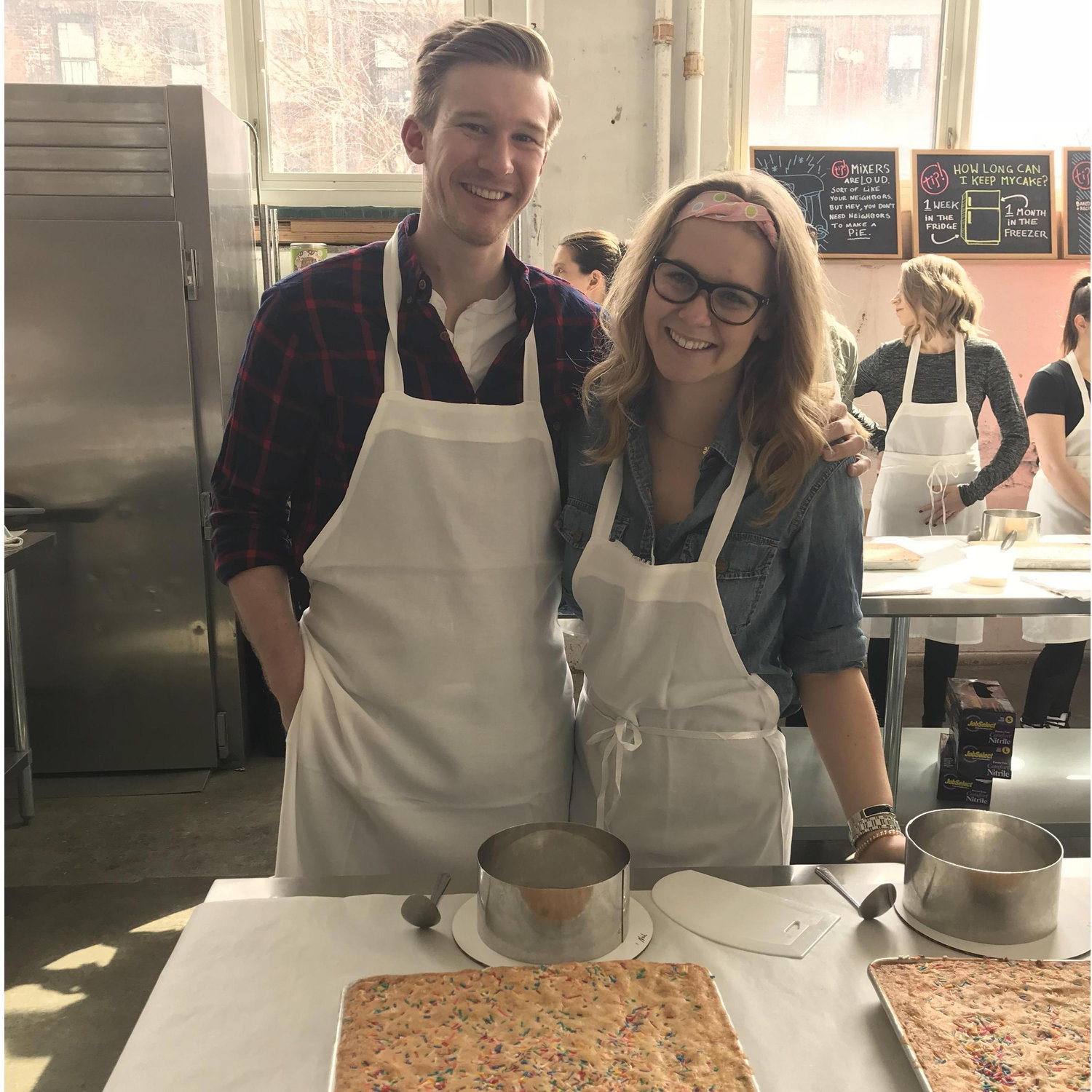 Masquerading as bakers at Milk Bar, arguably the only time Natia and Nick were on a level playing field in the kitchen.