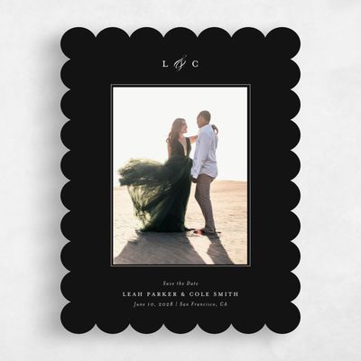 Black Scalloped Wedding Save the Date - Ivoire Photo