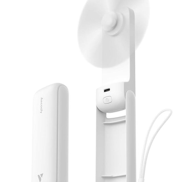 Aecooly Slim Portable Fan, Thin Handheld Fan, USB Rechargeable Mini Personal [24H Max Cooling Time], Battery Powered Small Foldable Pocket for Travel, Summer, Gifts for Women, Girls -White