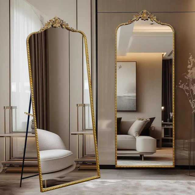 Growsun 75’’x30’’ Antique Vintage Ornate Baroque Full Length Floor Mirror, Thick Glass Heavy Duty Full Body Mirror w/Free Standing, Wall-Mounted and Leaning Against The Wall, for Bedroom, Living Room