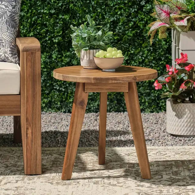 Christopher Knight Home Gino Outdoor Acacia Wood Side Table, Natural Brown