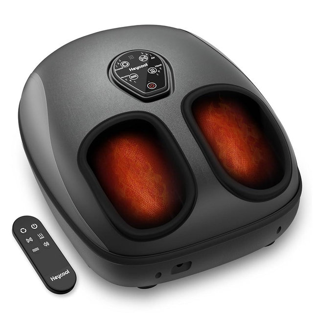 Heycool Foot Massager with Heat, FSA HSA Eligible, Vibration,Compression, Shiatsu Feet Massager Machine for Plantar Fasciitis,Neuropathy, Up to Size 13,Gifts for Mom Dad,Remote Control