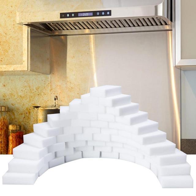 100 Pack Magic Sponge Eraser,Multi-Functional Household Cleaning Kitchen Dish Sponge for Furniture,Extra Thick and Long Lasting Melamine Cleaning Sponges for Bathroom,Bathtub, Wall Cleaner (100)