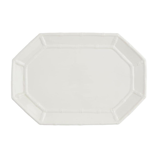 Mud Pie 17" x 11 3/4" Bamboo Platter, White