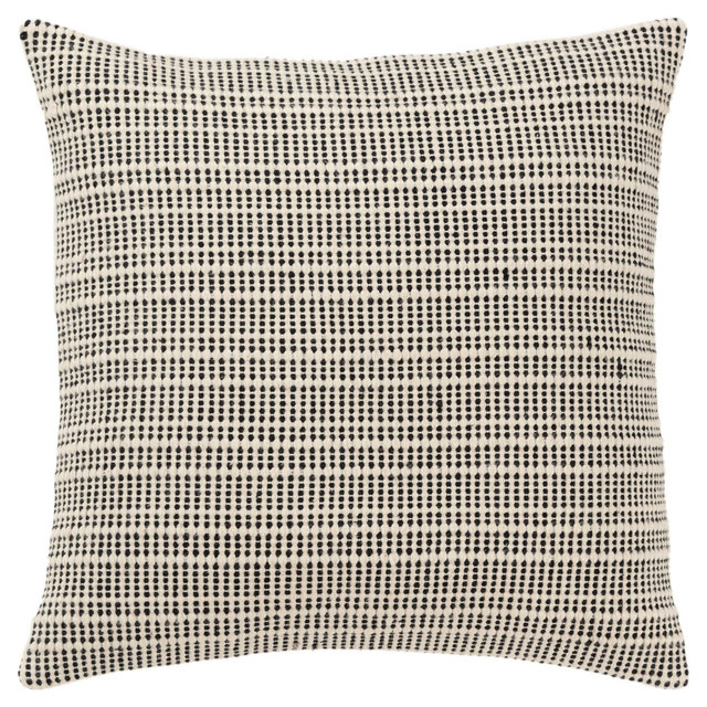 20"x20" Oversize Horizontal Striped Square Throw Pillow Cover Black - Rizzy Home