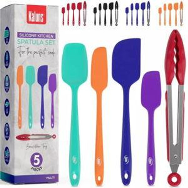 Kaluns Silicone Spatula and Tong Set, 5 Piece Set