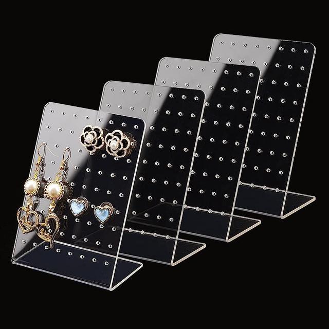 PH PandaHall 72 Holes Acrylic Earring Holder Organizer 4 Pack Ear Studs Jewelry Storage Display Rack Showcase Earrings Display Stand Earring Clip on Holders for Selling Retail Show Marketing Personal