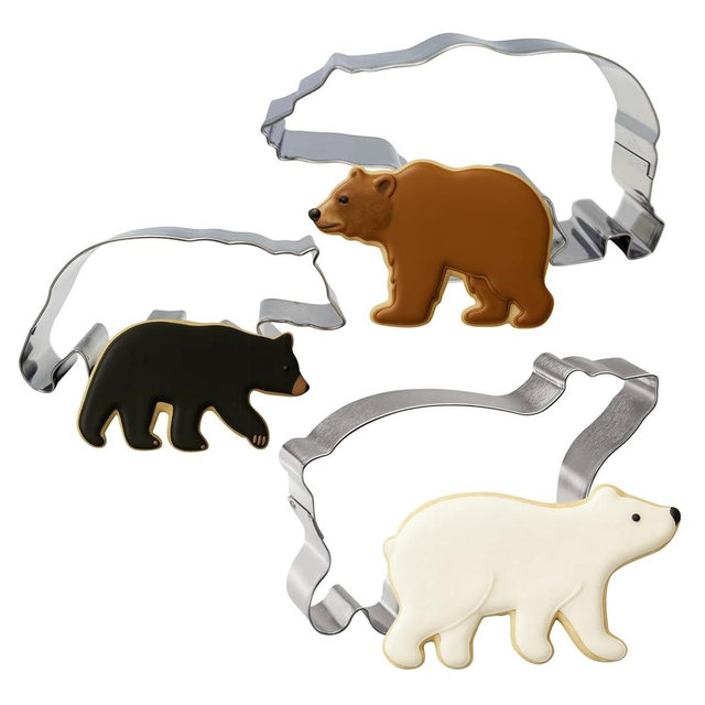 Bears of North America Cookie Cutter Set - Black Bear, Grizzly Bear and Polar Bear Handmade in the USA by CookieCutter.com