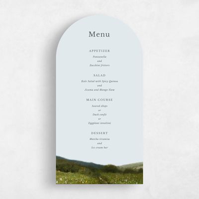 Blue Arch Wedding Menu - Zaldia