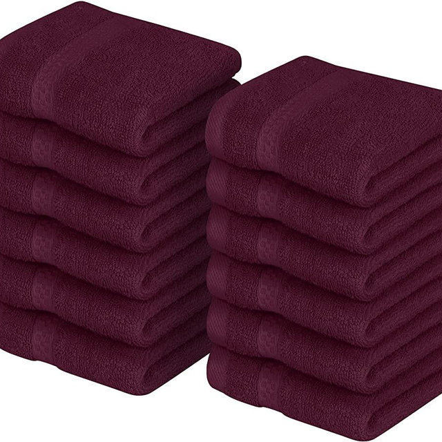 Utopia Towels [12 Pack Premium Wash Cloths Set (12 x 12 Inches) 100% Cotton Ring Spun, Highly Absorbent and Soft Feel Essential Washcloths for Bathroom, Spa, Gym, and Face Towel (Burgundy)