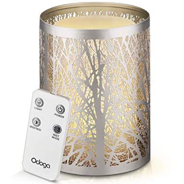 Odoga Aromatherapy Essential Oil Diffuser with Decorative Iron Cover, Ultrasonic Quiet Cool Mist Humidifier with Warm White Color Candle Light Effect, Remote Control & Low Water Auto Shut-Off