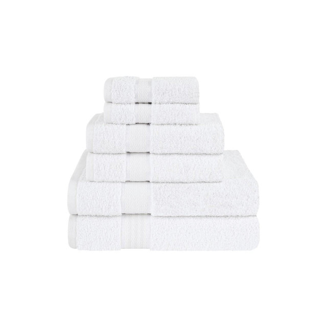 American Soft Linen 6 Piece Towel Set, 100% Cotton Towels for Bathroom, Dorlion Collection, White