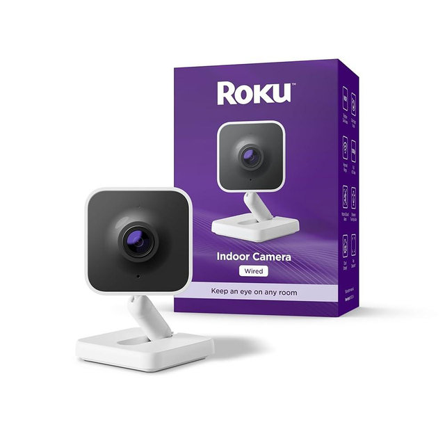 Roku Indoor Camera - Home Security - 1-Pack - Wired Security Camera & Pet Monitor with 1080p HD Color Night Vision, Works with Alexa & Google, Motion & Sound Detection, WDR & WiFi 6
