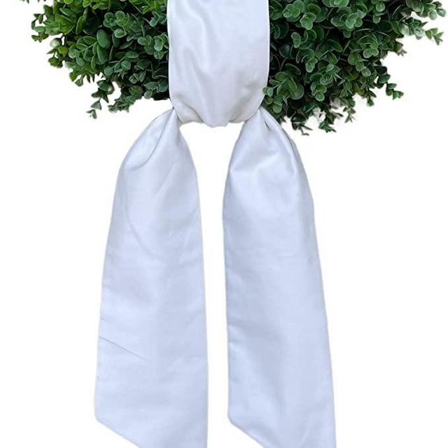 Wreath Sash for Front Door Decor - Blank White Wreath Sash for Embroidery Monogram - Water Resistant Polyester - 4.5" W x 56" L