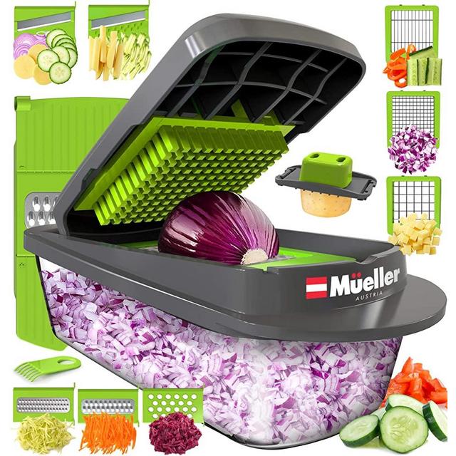Mueller Austria Pro-Series Onion Chopper, Slicer, Vegetable Chopper, Cutter, Dicer, Spiralizer Vegetable Slicer with Container and 8 Blades