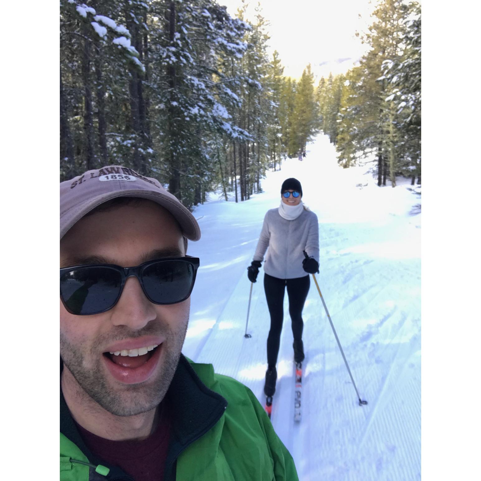 Laura's first time Nordic skiing...a few falls later, loving it! Out in Montana for Courtney & Eric's beautiful wedding.