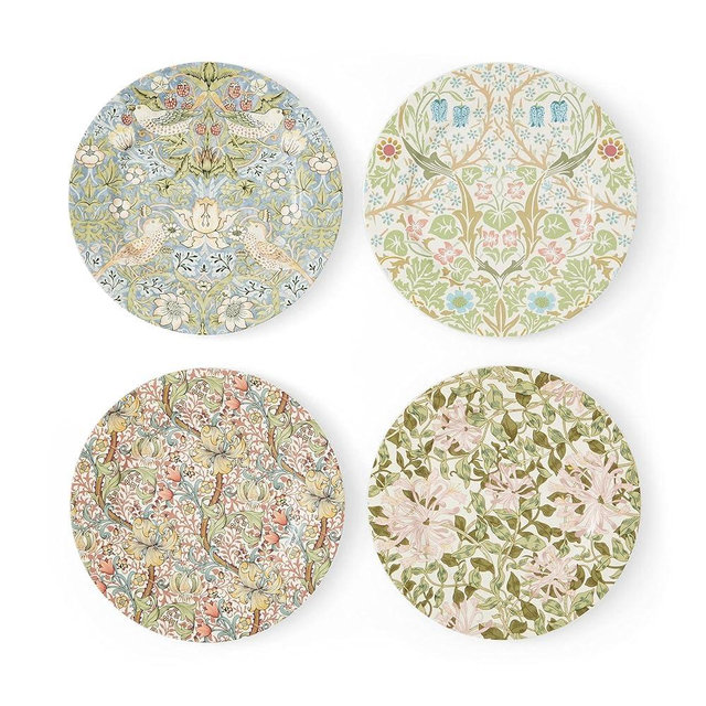 Morris & Co. Dessert Plates | Set of 4 | 8-Inch Round Plates for Dessert, Appetizers, and Dinner | Made of Fine Porcelain | Dishwasher and Microwave Safe