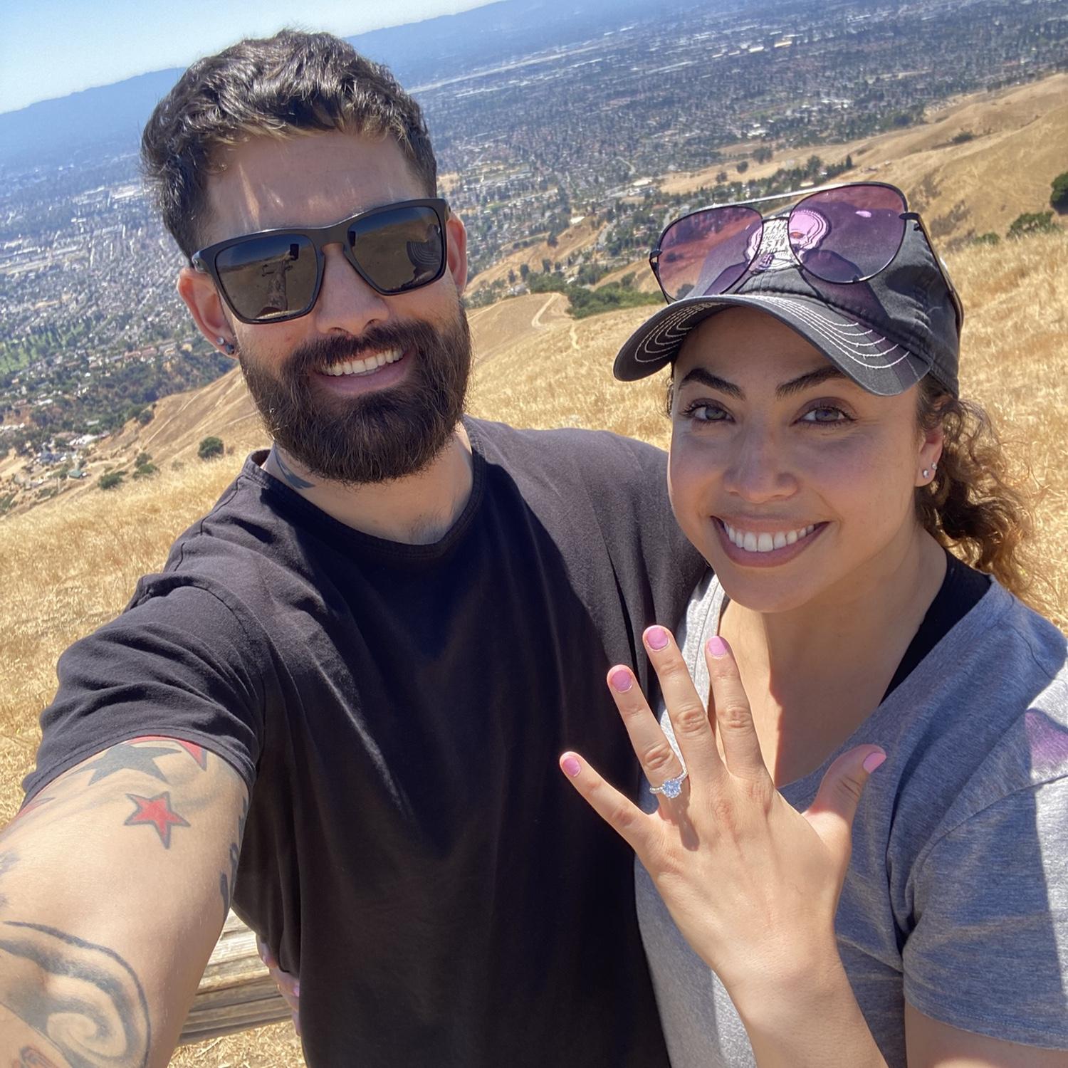 The day it all happened! At the top of Boccardo Loop trail. I said YES!