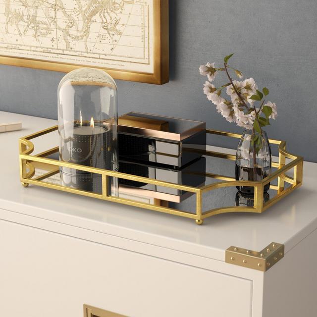 Aayush Metal Mirrored Ornate Scalloped Decorative Vanity Tray