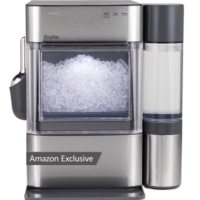 GE Profile Opal Ultra, Countertop Nugget Ice Maker, 1 Gal XL Side Tank, *Amazon Exclusive*, 38 lbs/Day, Pebble Pellet Crushed Ice Machine, WiFi Stainless Steel
