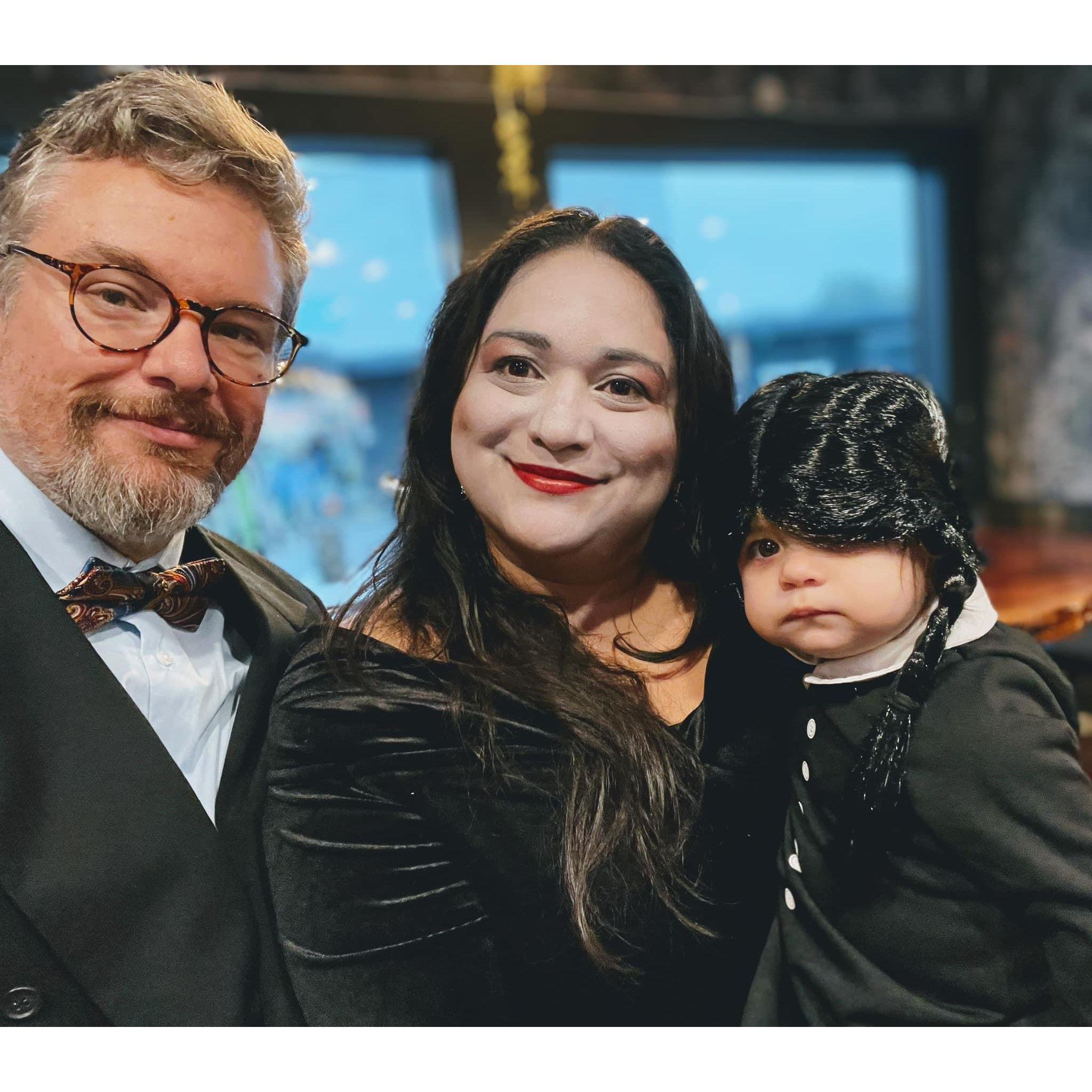 Dressed as the Addams family for Halloween!