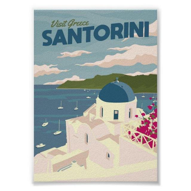 Santorini - Vintage Travel Poster