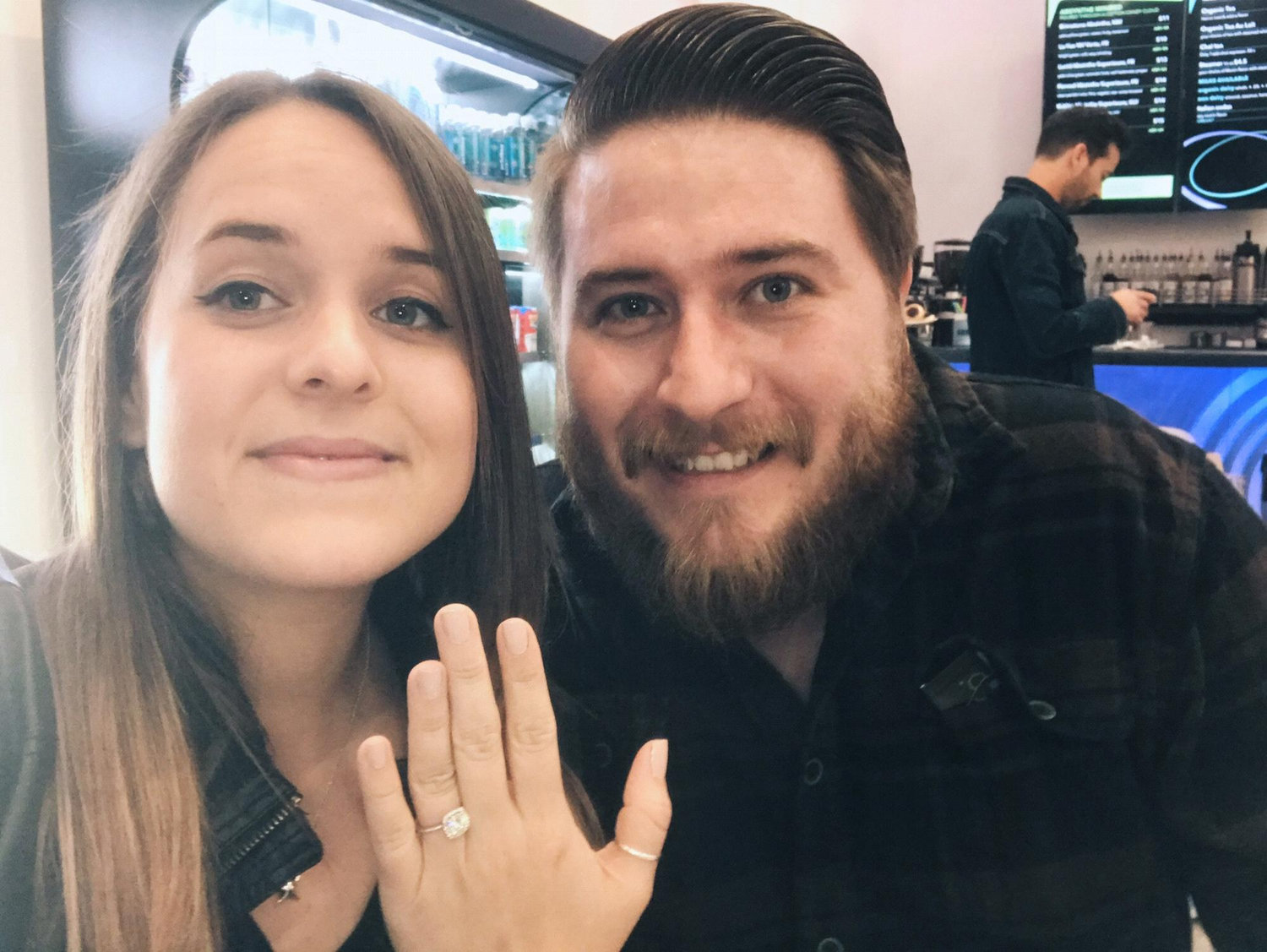Moments after our engagement at Meow Wolf