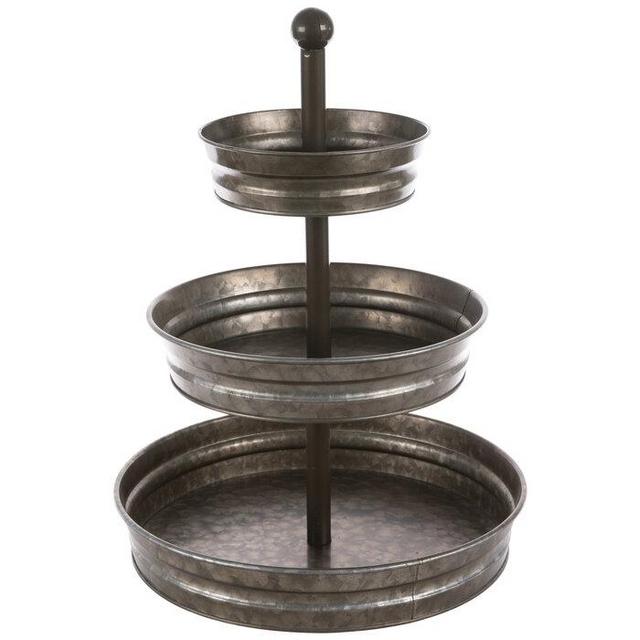 Galvanized Three-Tiered Metal Tray
