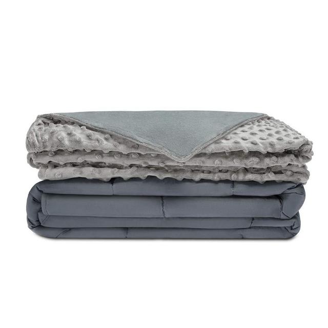 Quility Premium Kids & Adult Weighted Blanket & Removable Cover | 12 lbs | for Individual Between 60”x80” | 110-140 lbs | Full Size Bed | Premium Glass Beads | Cotton/Minky | Grey/Grey