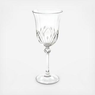 Etched Red Wine Goblets, Set of 6