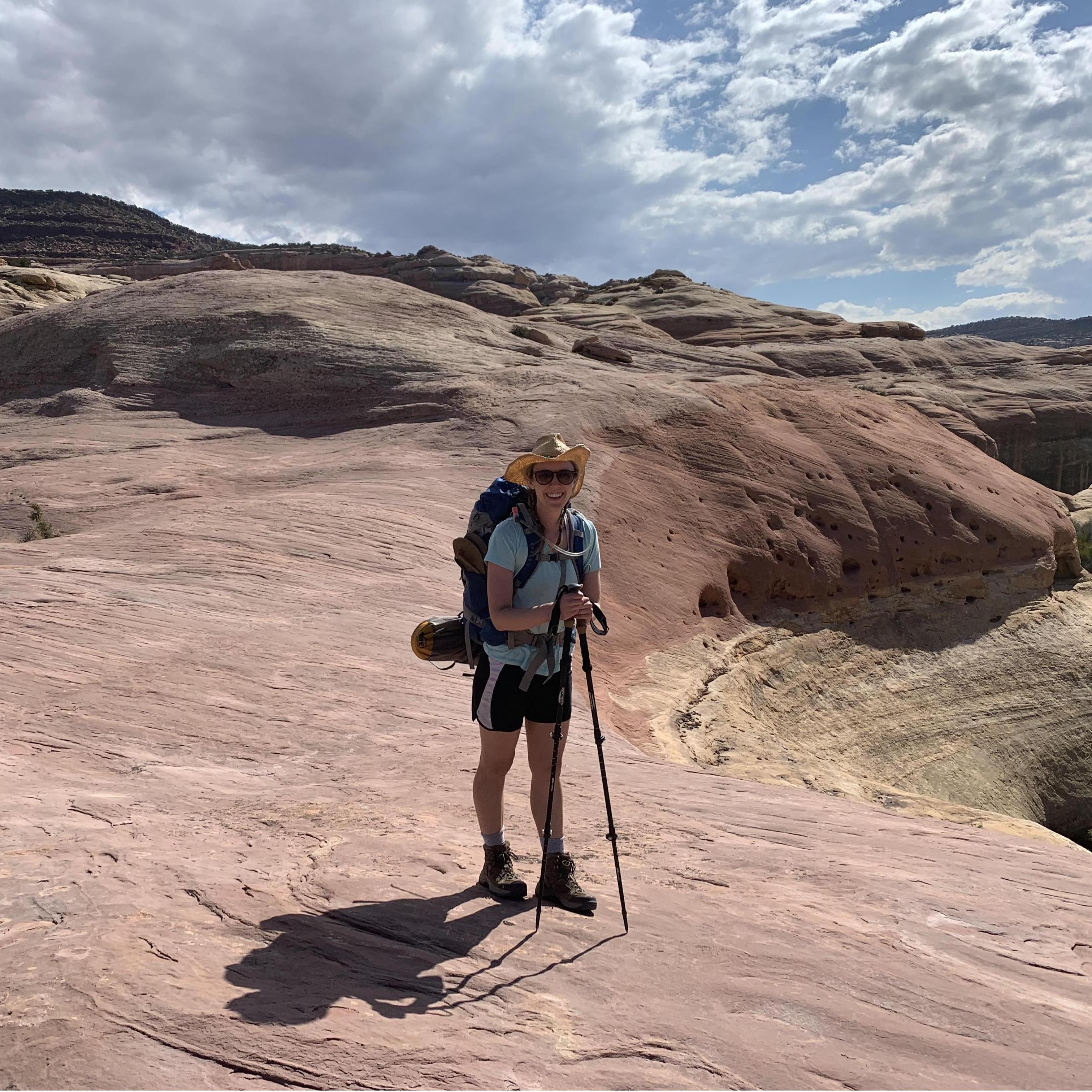 The beginning of the slickrock ascent.